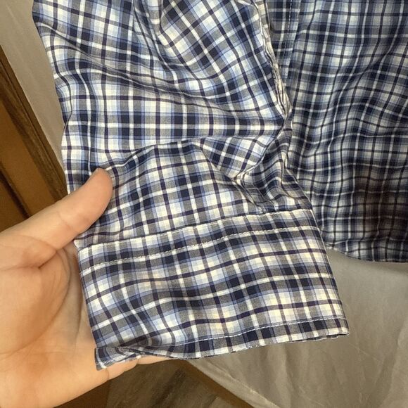 Jos A Bank Traveler Blue Plaid Button Down Dress Shirt Size XXL Preowned - Picture 5 of 16